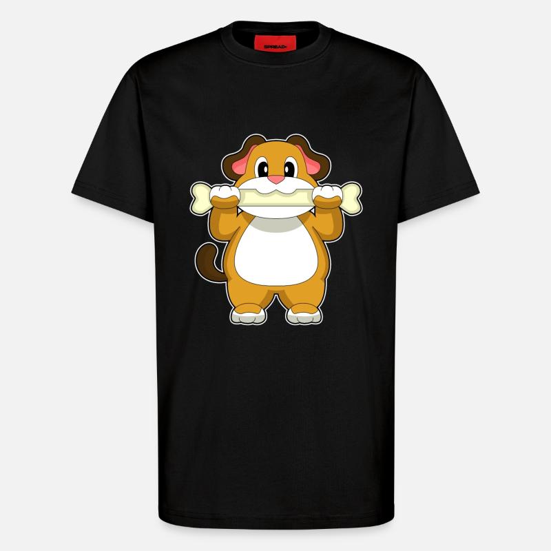 Hund Knochen - T-Shirt - made by SPREAD - SOLID BLACK
