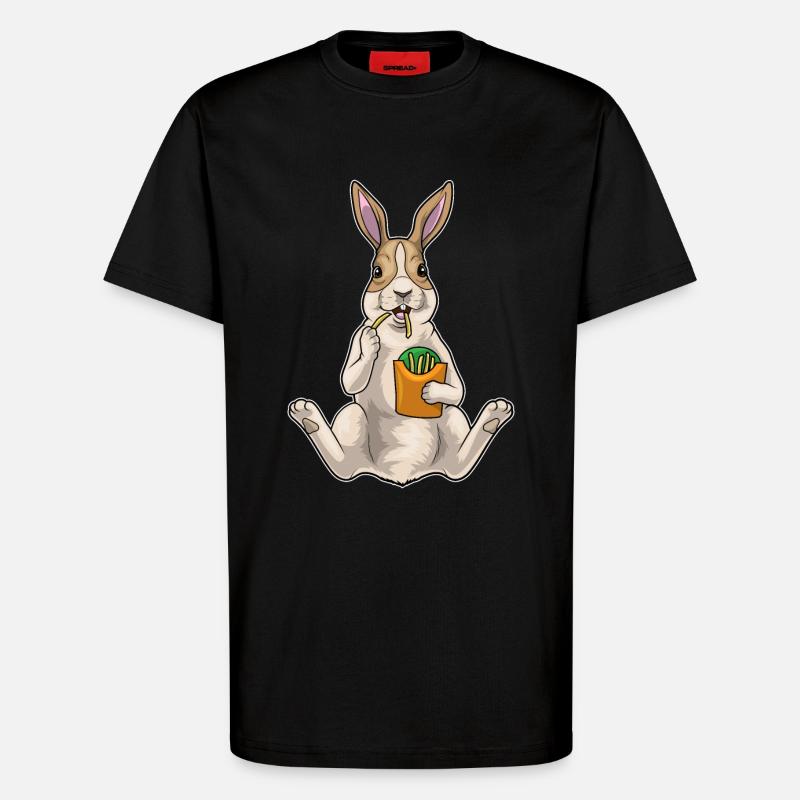 Frites lapin - T-shirt bio décontracté fabriqué en UE - SOLID BLACK