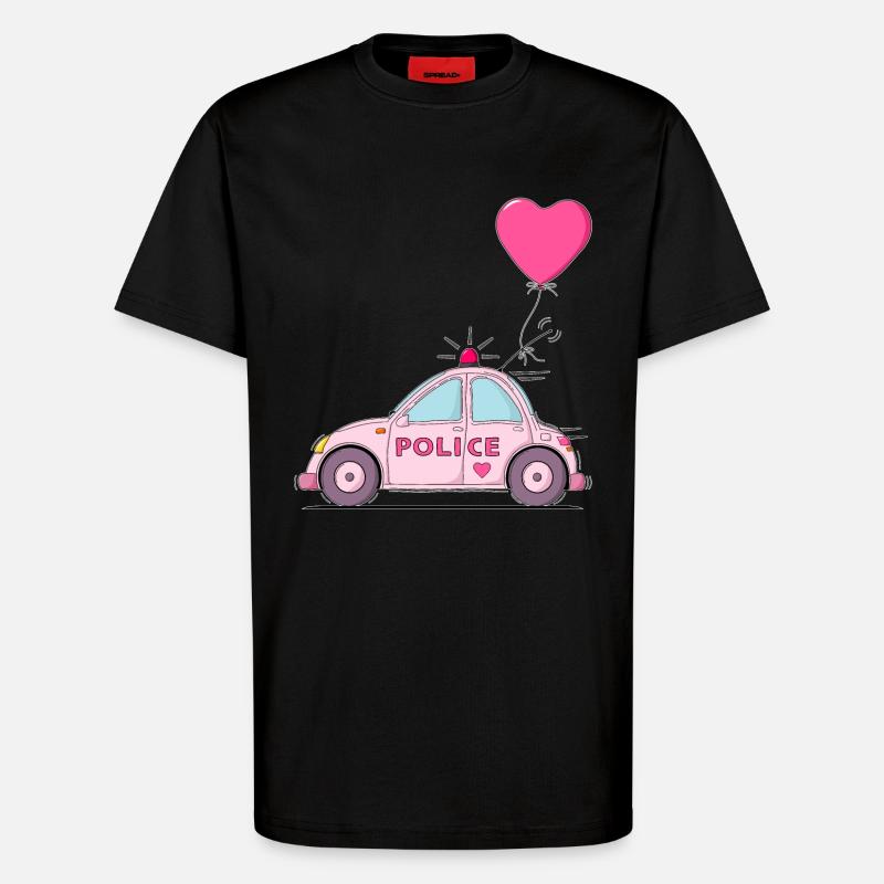 Police Herz Rosa - T-Shirt - made by SPREAD - SOLID BLACK