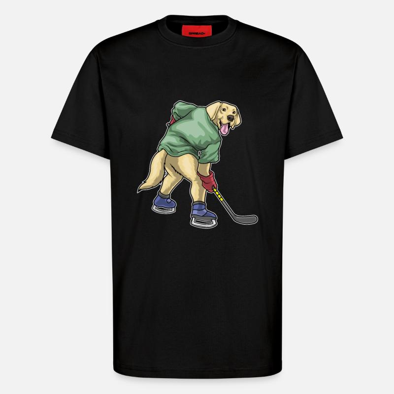 Labrador Eishockey Eishockeyschläger - T-Shirt - made by SPREAD - SOLID BLACK