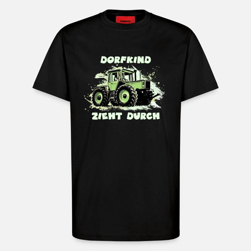 Village child pulls through - T-Shirt - made by SPREAD - SOLID BLACK