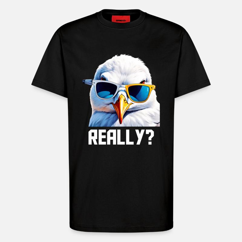 Really - Möwe mit Sonnebrille - T-Shirt - made by SPREAD - SOLID BLACK