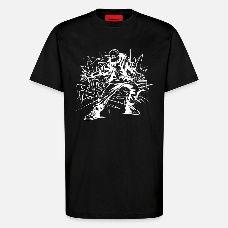 Breakdancer Zeichnung - T-Shirt - made by SPREAD - SOLID BLACK