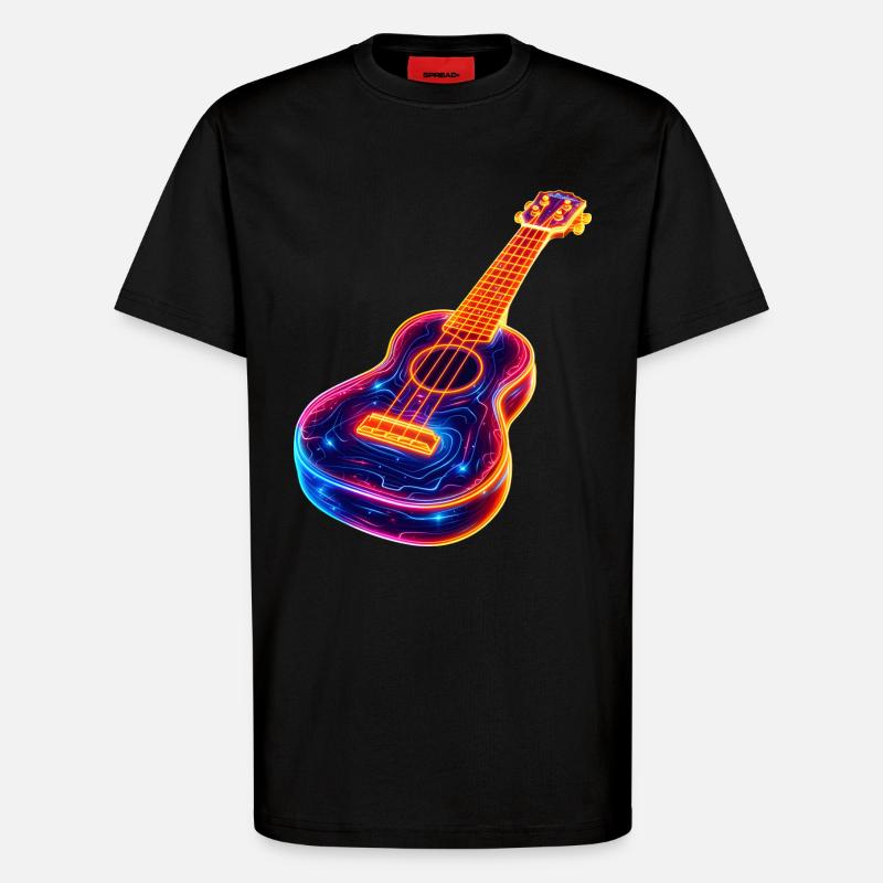 Ukulele Synthwave - T-Shirt - made by SPREAD - SOLID BLACK