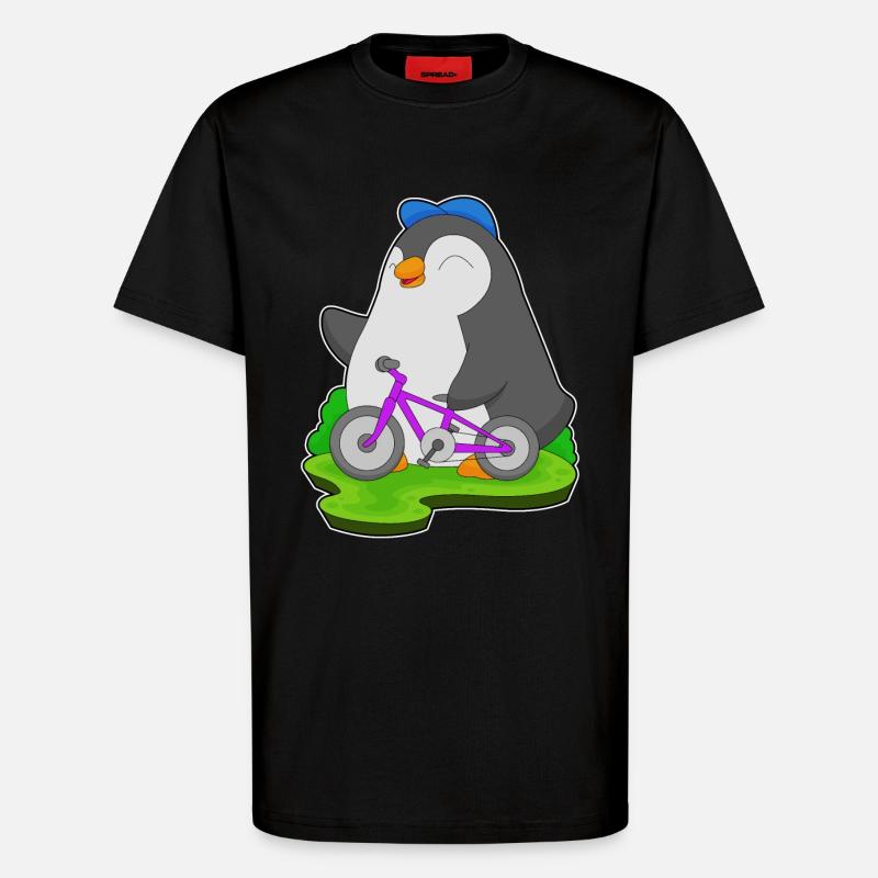 Vélo pingouin - T-shirt bio décontracté fabriqué en UE - SOLID BLACK
