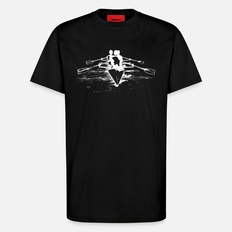Dessin de l’équipe d’aviron - T-shirt bio décontracté fabriqué en UE - SOLID BLACK