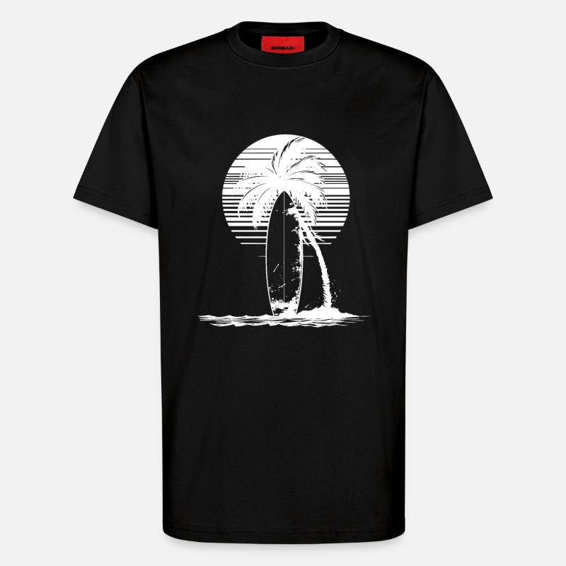 Dessin de planche de surf - T-shirt bio décontracté fabriqué en UE - SOLID BLACK