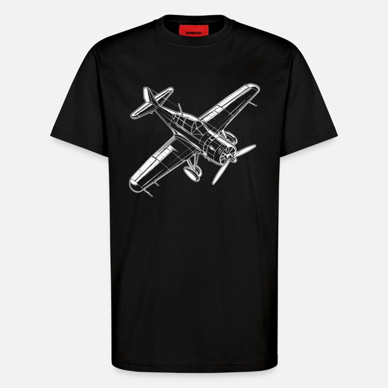 Propellerflugzeug - T-Shirt - made by SPREAD - SOLID BLACK