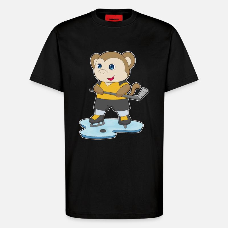 Affe Eishockey Eishockeyschläger - T-Shirt - made by SPREAD - SOLID BLACK