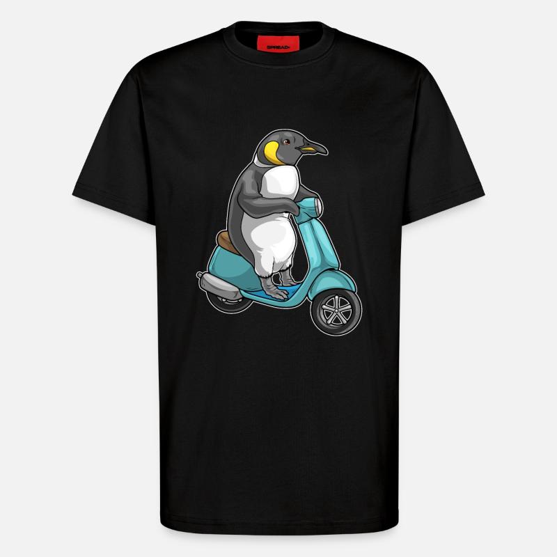 Penguin Scooter - T-Shirt - made by SPREAD - SOLID BLACK