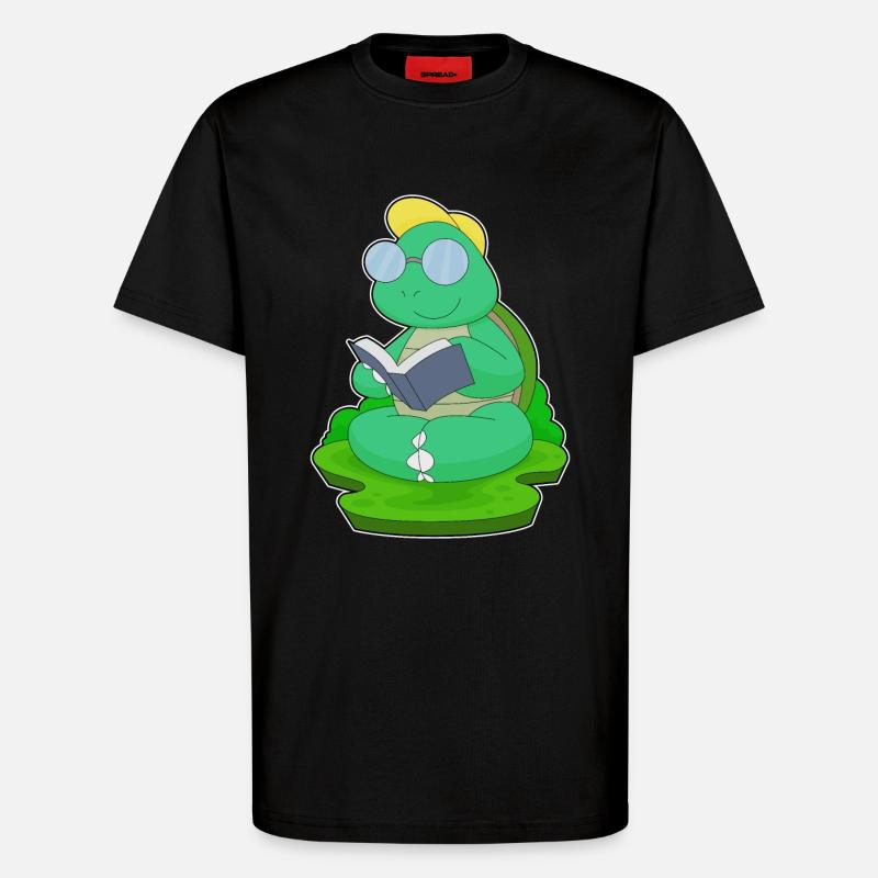 Schildkröte Nerd Buch Brille - T-Shirt - made by SPREAD - SOLID BLACK