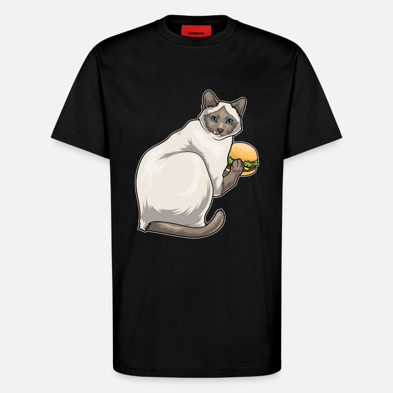 Siamkatze Cheeseburger - T-Shirt - made by SPREAD - SOLID BLACK