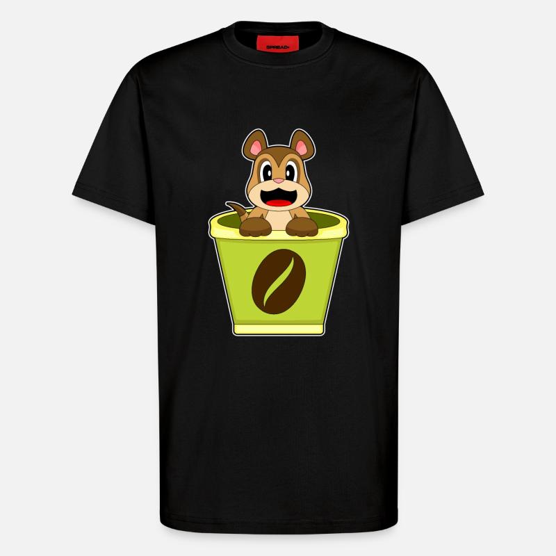 Erdmännchen Becher Kaffee - T-Shirt - made by SPREAD - SOLID BLACK