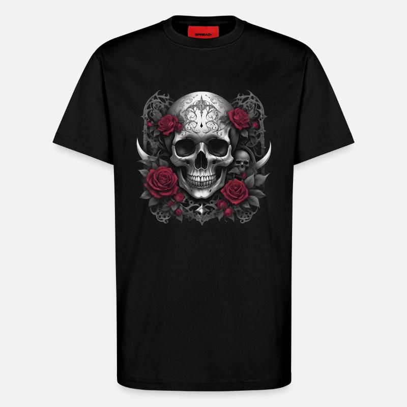 Gothic Totenkopf - T-Shirt - made by SPREAD - SOLID BLACK