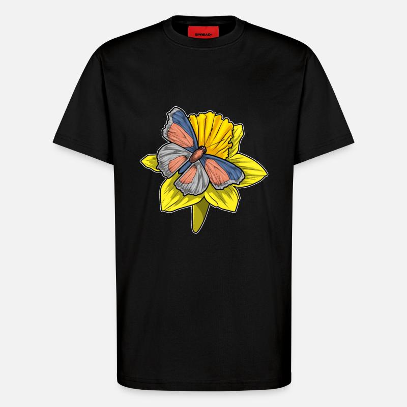Jonquille papillon - T-shirt bio décontracté fabriqué en UE - SOLID BLACK