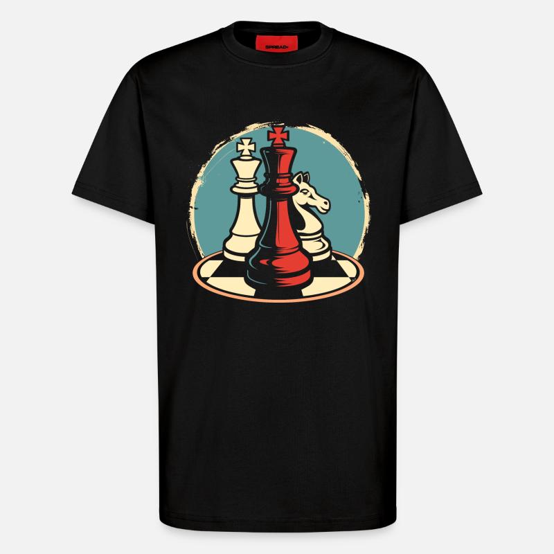 Graphiques de pièces d’échecs - T-shirt bio décontracté fabriqué en UE - SOLID BLACK