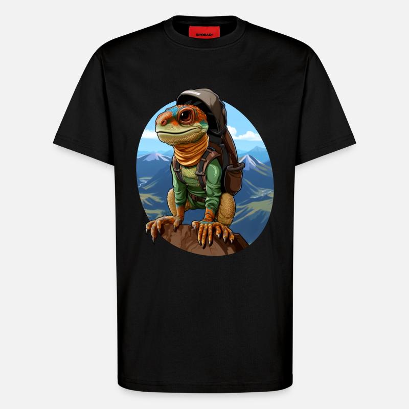 Eidechsen Bergsteiger / Wandern Eidechse - T-Shirt - made by SPREAD - SOLID BLACK