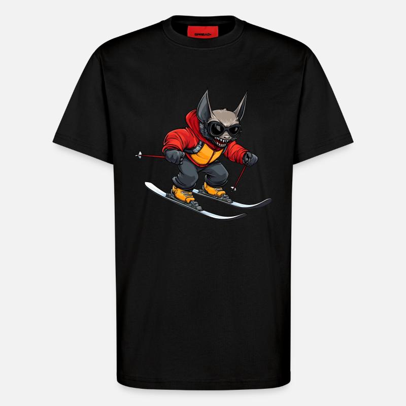 Fledermaus Skifahrer - T-Shirt - made by SPREAD - SOLID BLACK