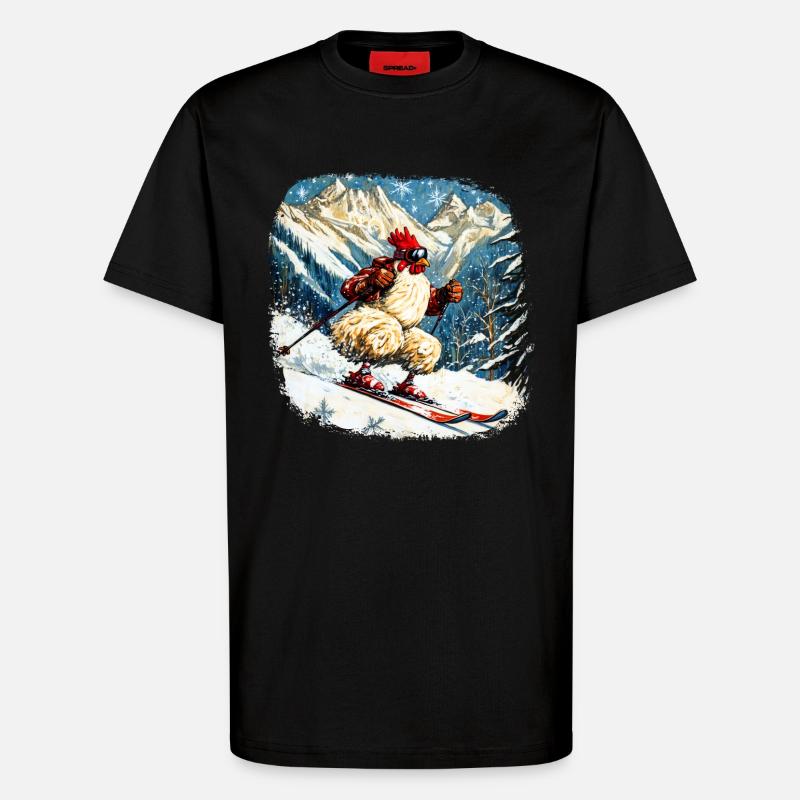 Ski Hühner - T-Shirt - made by SPREAD - SOLID BLACK