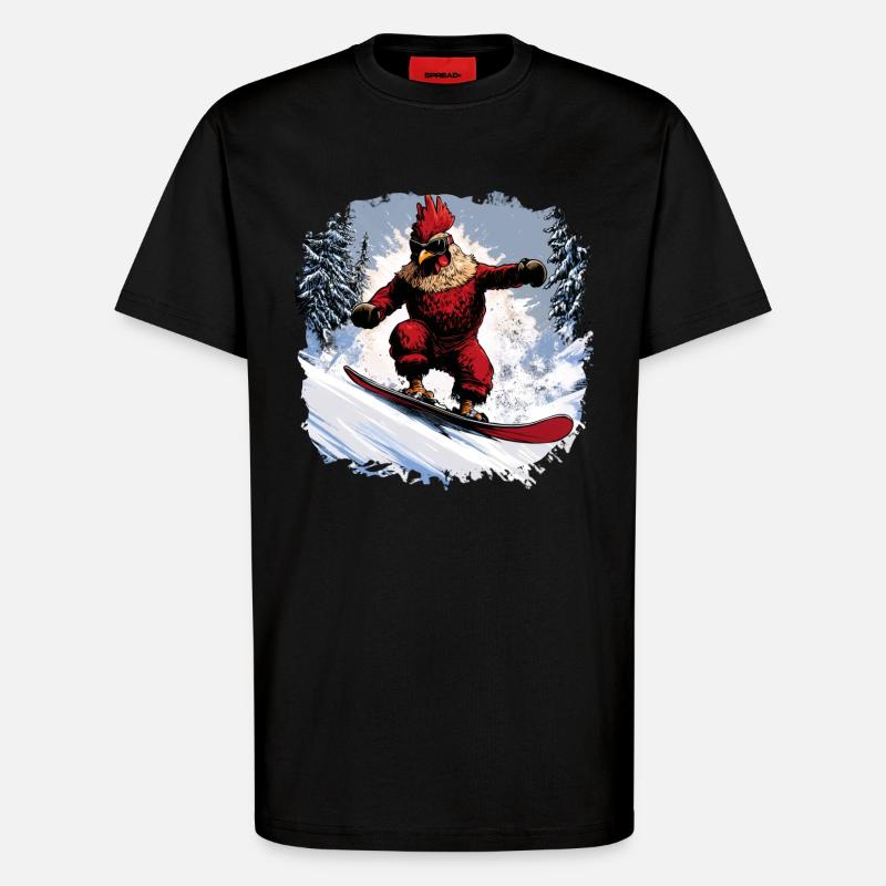Chicken Snowboard - T-Shirt - made by SPREAD - SOLID BLACK