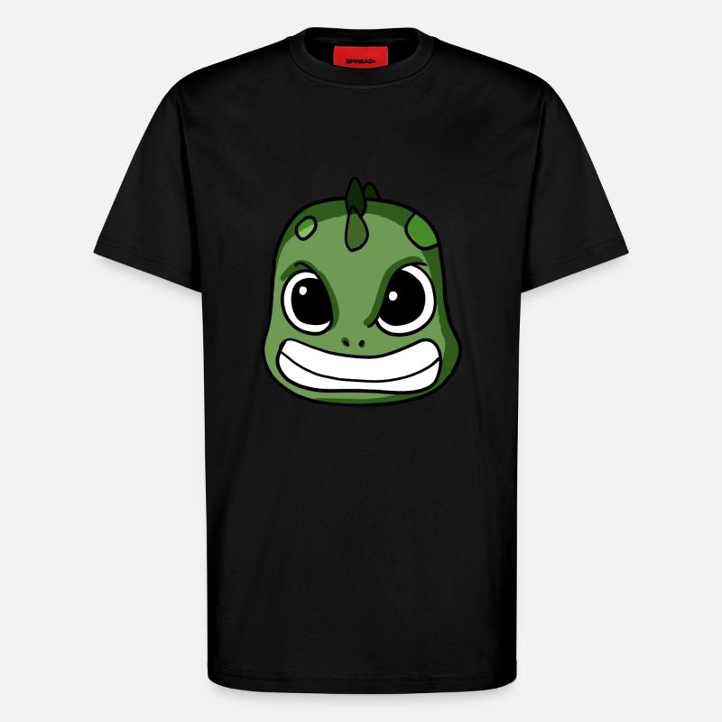 Dino Sauer upsets dinosaur head - T-Shirt - made by SPREAD - SOLID BLACK