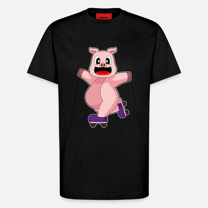 Schwein Inline skating Rollschuhe - T-Shirt - made by SPREAD - SOLID BLACK