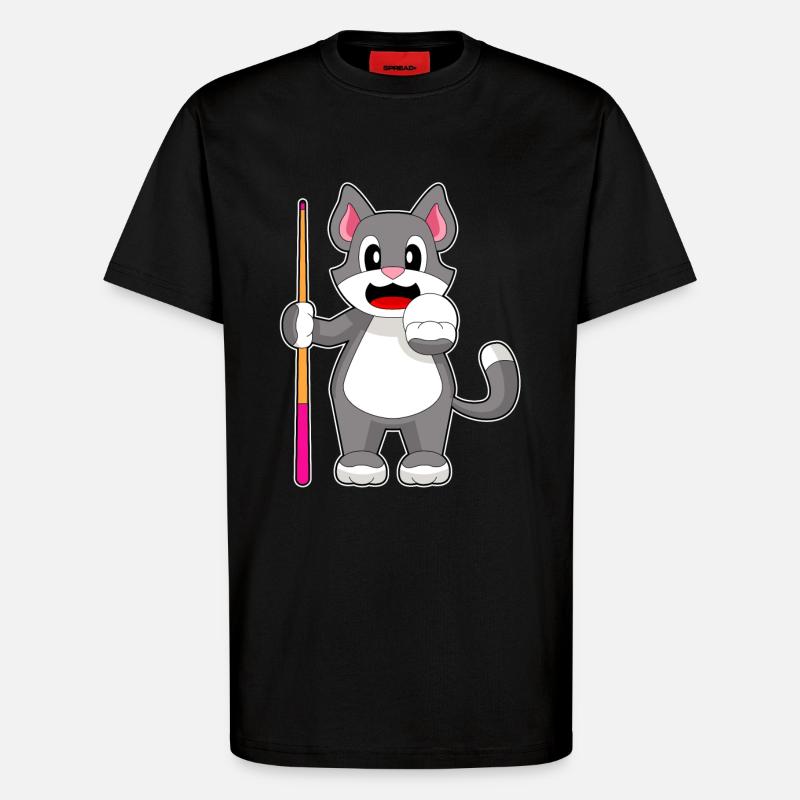 Katze Billiard Queue - T-Shirt - made by SPREAD - SOLID BLACK