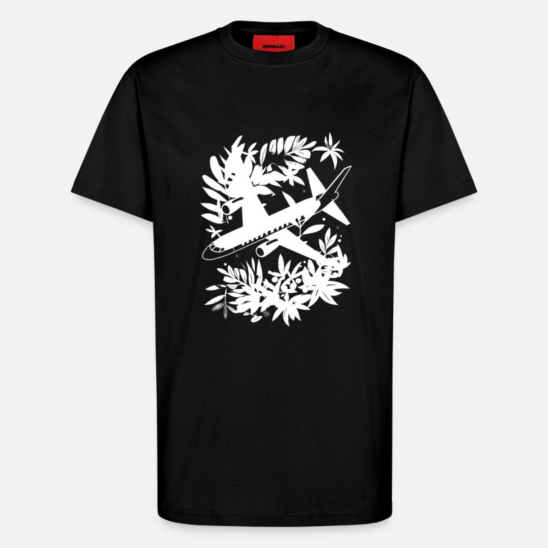 Flugzeug Comic Stil - T-Shirt - made by SPREAD - SOLID BLACK