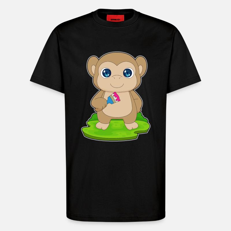 Affe Maler Pinsel Malen - T-Shirt - made by SPREAD - SOLID BLACK