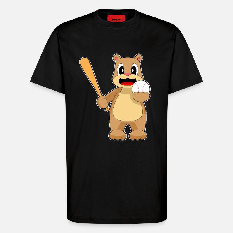 Bär Baseball Baseballschläger - T-Shirt - made by SPREAD - SOLID BLACK
