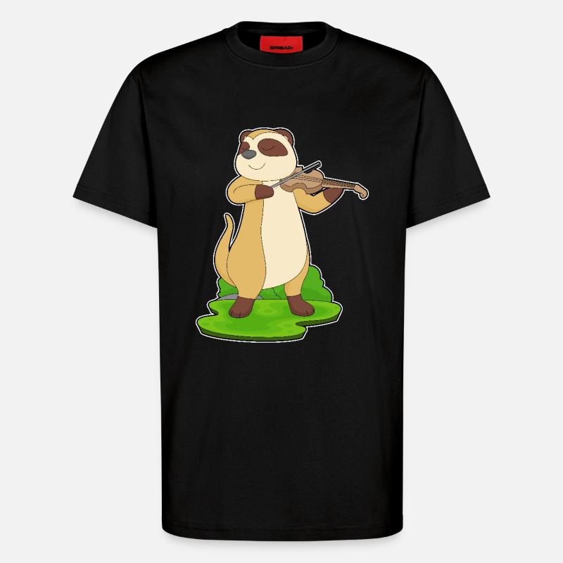 Suricate Musicien Violon - T-shirt bio décontracté fabriqué en UE - SOLID BLACK
