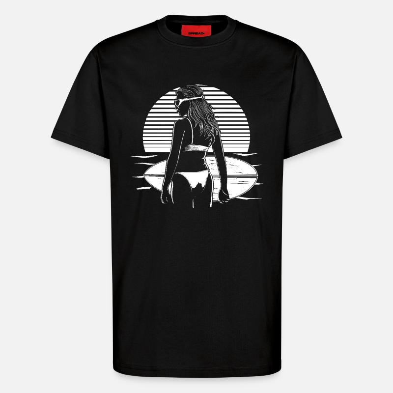 Weiblicher Surfer - T-Shirt - made by SPREAD - SOLID BLACK