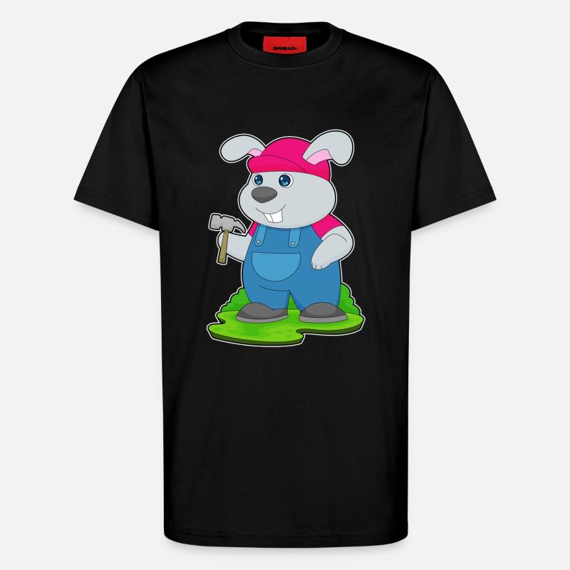 Rabbit Carpenter Hammer - T-Shirt - made by SPREAD - SOLID BLACK