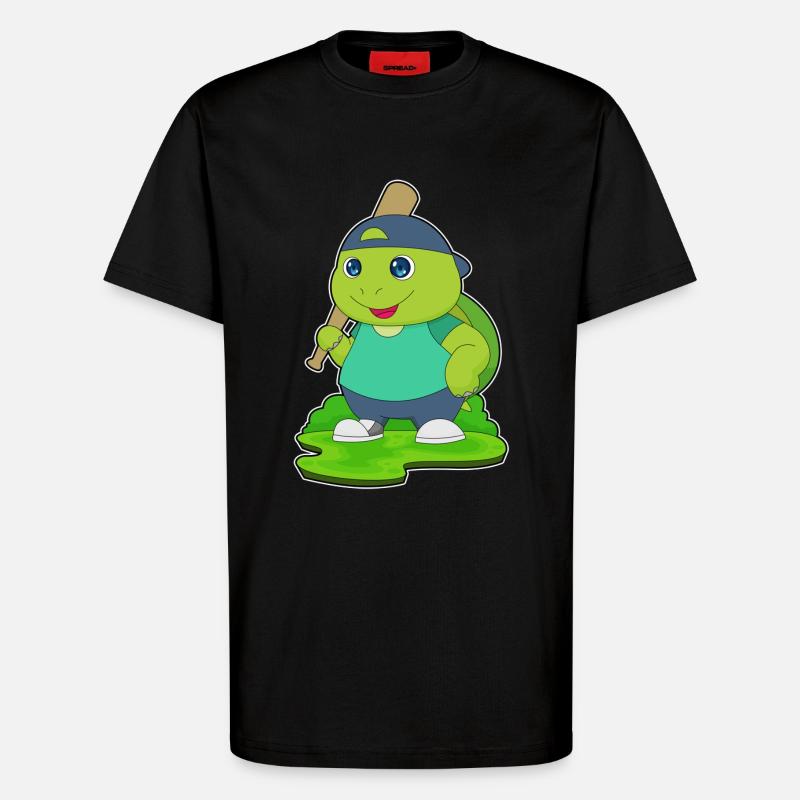 Batte de baseball Turtle - T-shirt bio décontracté fabriqué en UE - SOLID BLACK
