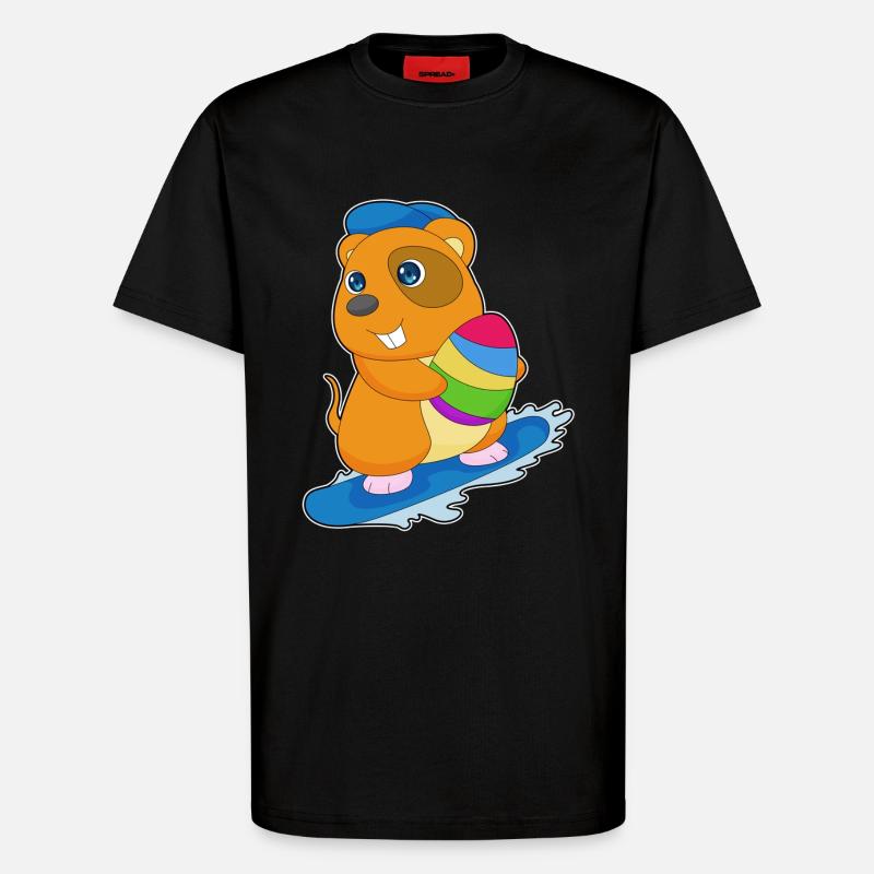 Hamster Ostern Snowboard - T-Shirt - made by SPREAD - SOLID BLACK
