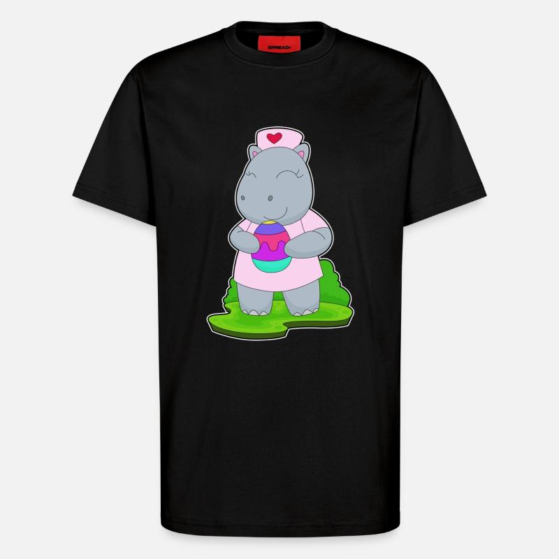 Nilpferd Ostern Krankenschwester - T-Shirt - made by SPREAD - SOLID BLACK