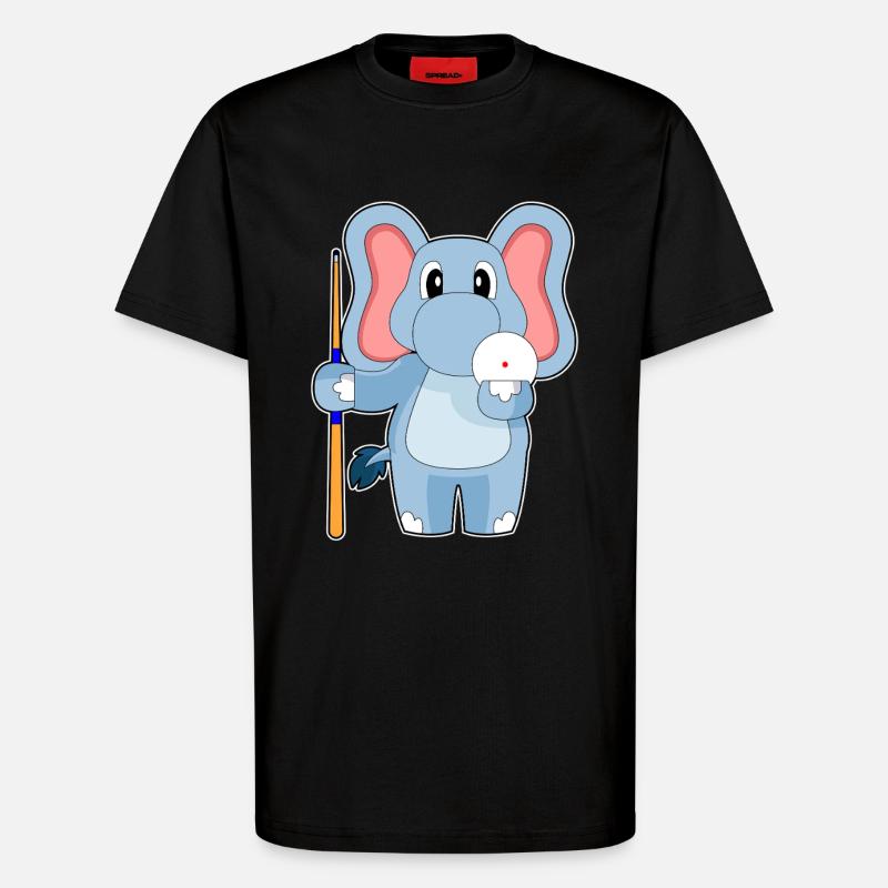 Elefant Billiard Queue - T-Shirt - made by SPREAD - SOLID BLACK