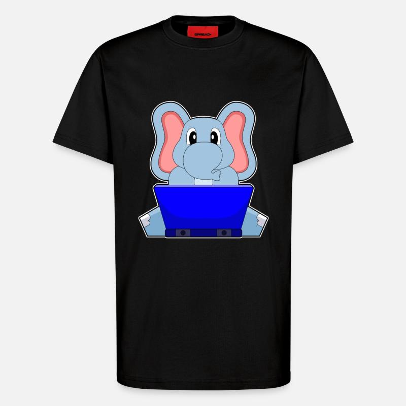 Elefant Laptop - T-Shirt - made by SPREAD - SOLID BLACK