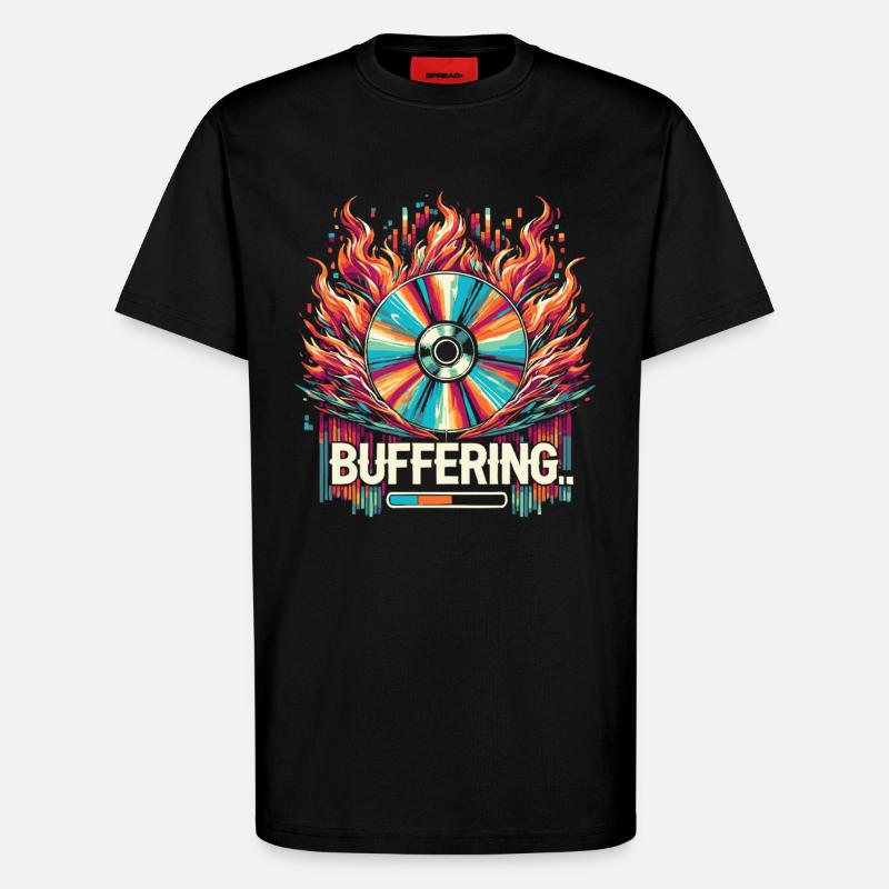 Pufferung - Flamingo CD Retro Nostalgisches Design - T-Shirt - made by SPREAD - SOLID BLACK
