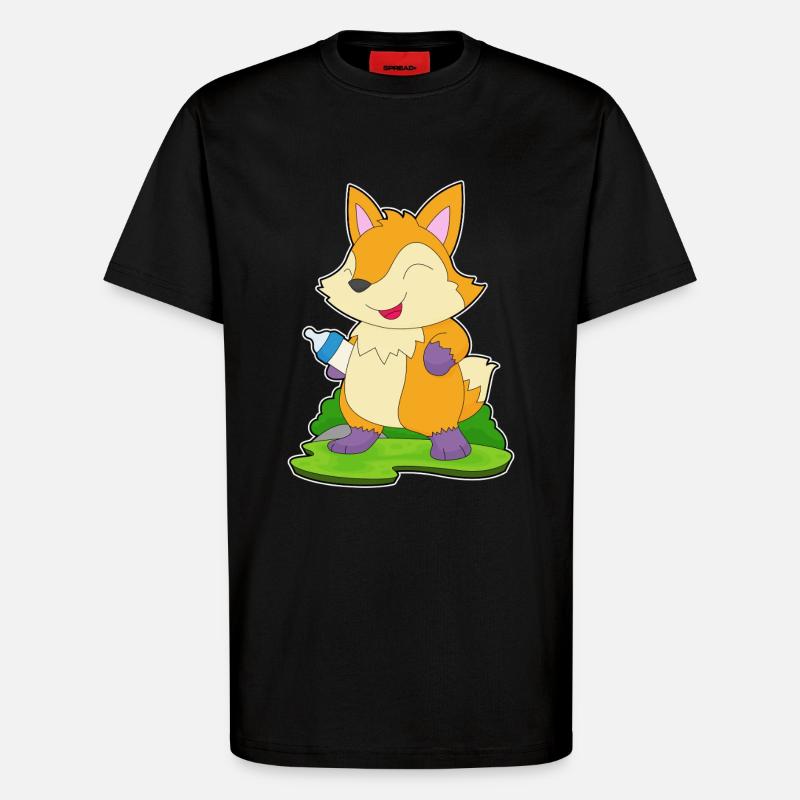 Fox Lait Biberon - T-shirt bio décontracté fabriqué en UE - SOLID BLACK