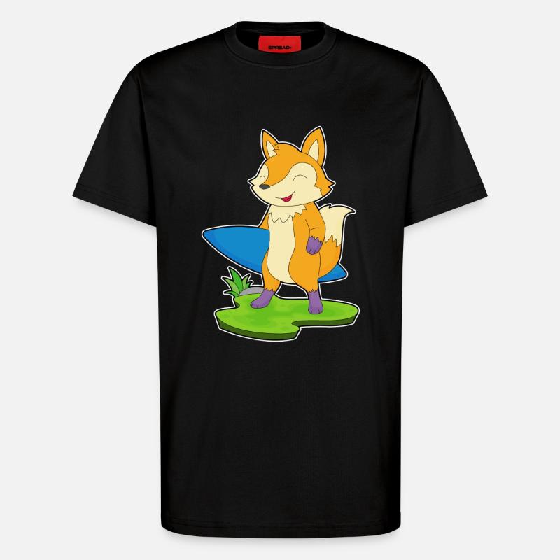 Fuchs Surfer Surfbrett - T-Shirt - made by SPREAD - SOLID BLACK