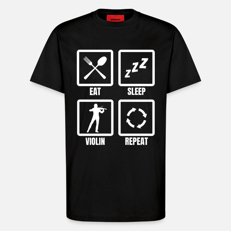 Manger dormir Violon Répéter - T-shirt bio décontracté fabriqué en UE - SOLID BLACK