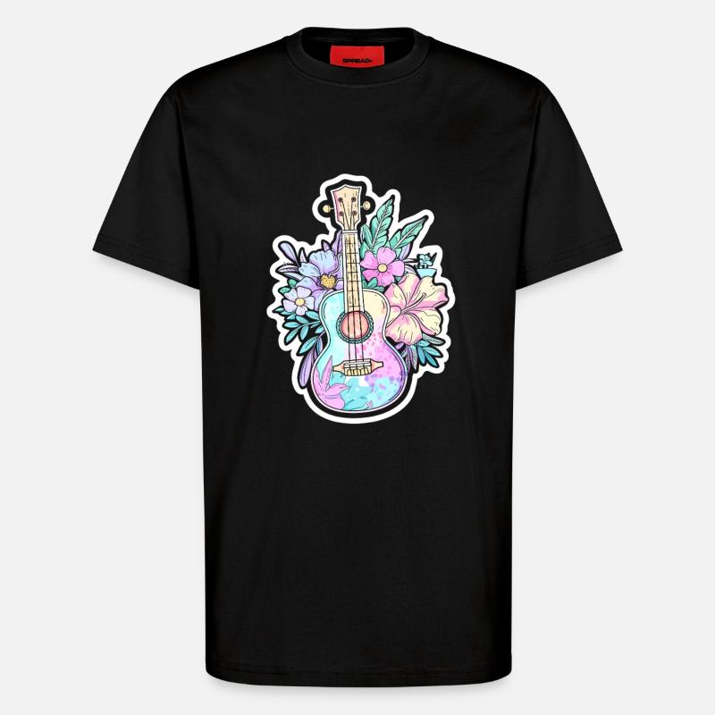 Ukulele Comic-Stil - T-Shirt - made by SPREAD - SOLID BLACK