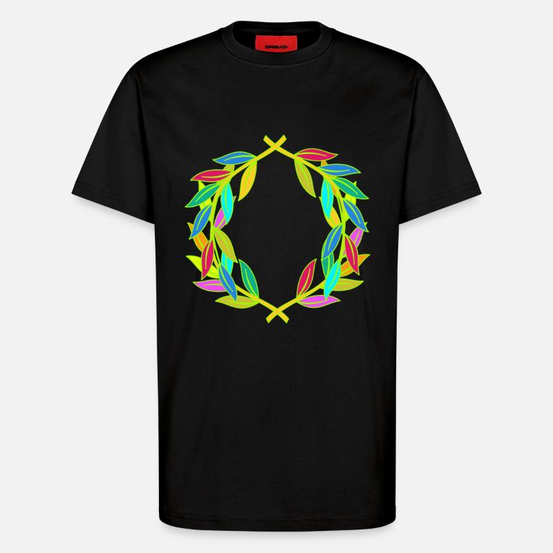 Regenbogen Lorbeerkranz Lorbeer - T-Shirt - made by SPREAD - SOLID BLACK