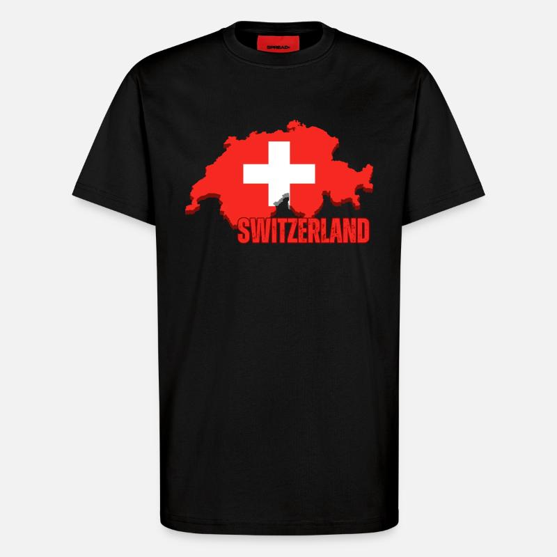 Schweizer Stolz, Flagge der Schweiz - T-Shirt - made by SPREAD - SOLID BLACK