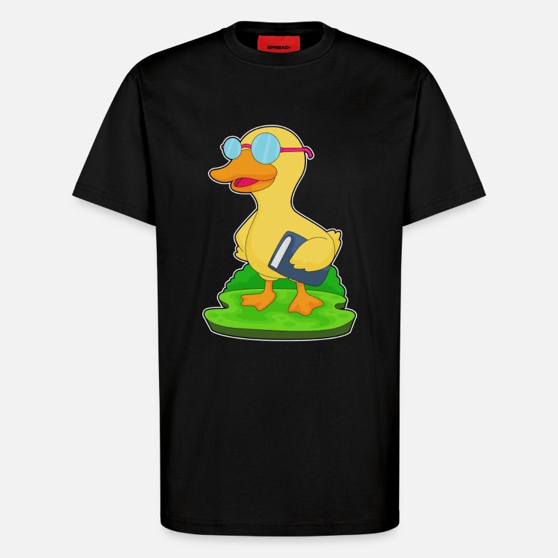 Ente Nerd Buch Brille - T-Shirt - made by SPREAD - SOLID BLACK