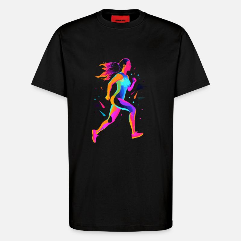 Läufermädchen Retrowave - T-Shirt - made by SPREAD - SOLID BLACK