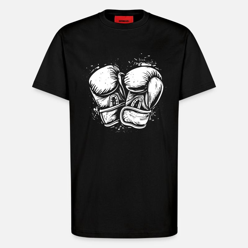 Dessin de gants de boxe - T-shirt bio décontracté fabriqué en UE - SOLID BLACK