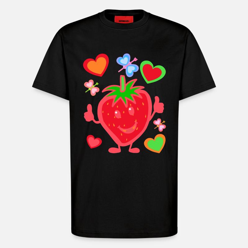 Erdbeere Erdbeer Kinder Kind Sommerzeit - T-Shirt - made by SPREAD - SOLID BLACK