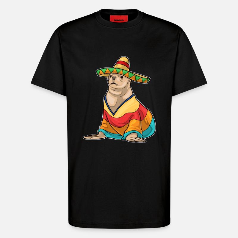 Chapeau mexicain de phoque - T-shirt bio décontracté fabriqué en UE - SOLID BLACK